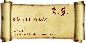 Kürti Zekő névjegykártya